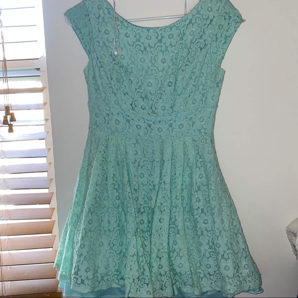 Teal lace dress
